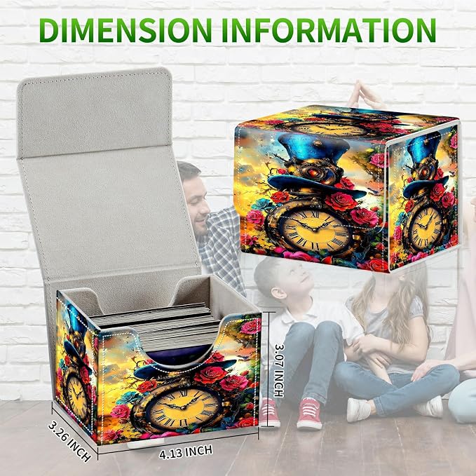 Card Deck Box for MTG, Cards Storage Box Fits 120+ Sleeved, Leather Small Size Strong Magnetic Closing Card Case for Board Games Magic TCG CCG Baseball Collection, Sunflower Yellow Cow