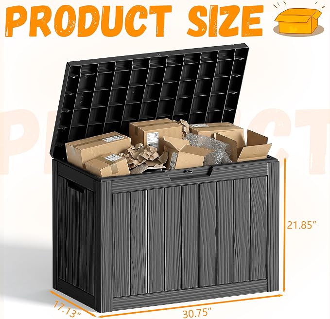 50 Gallon Outdoor Package Delivery Box with Lockable, Waterproof & Weatherproof Secure Parcel Drop Box for Porch, Resin Outside Storage Boxes(Black)