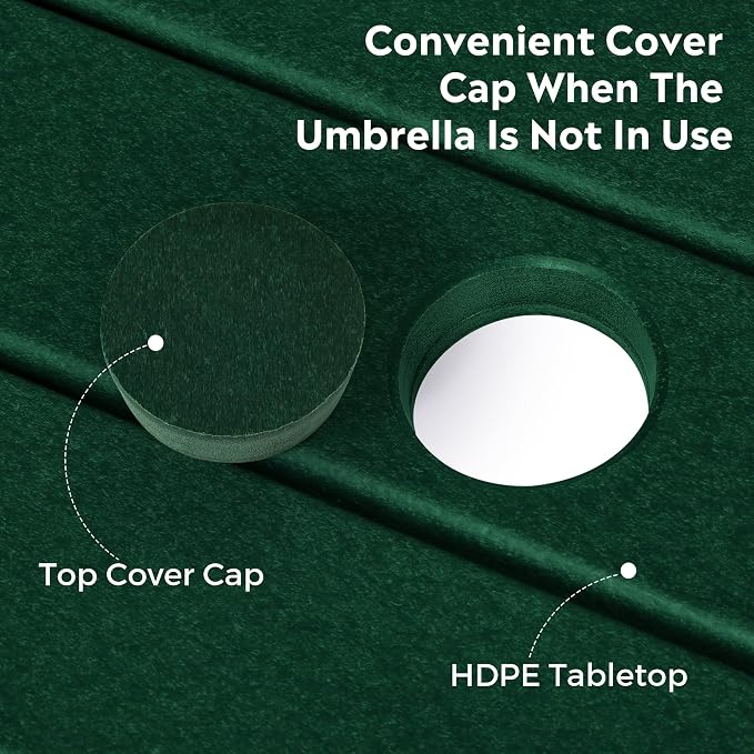 Costaelm Outdoor Bar Table, 42" Counter Height Square Patio Cocktail Bar Table with Umbrella Hole, Patio Bistro Dining Pub Table for Front Porch Deck Backyard Garden, Dark Green
