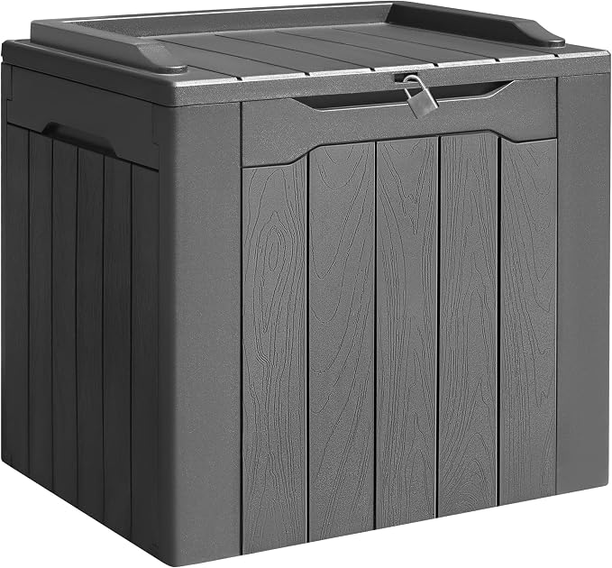 28 Gallon Outdoor Deck Box, Gray Waterproof Resin Storage Box with Lid for Patio, Toy Box Package Delivery