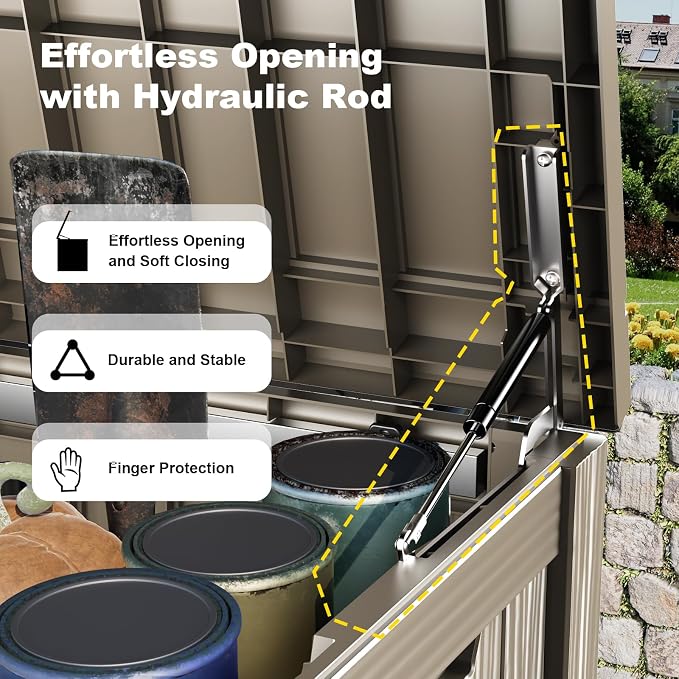 Deck Box Large Outdoor Storage for Patio Furniture,Outdoor Cushions,Garden Tools and Pool Supplies,Waterproof,Resin,Lockable (Grey, 150 Gallon)