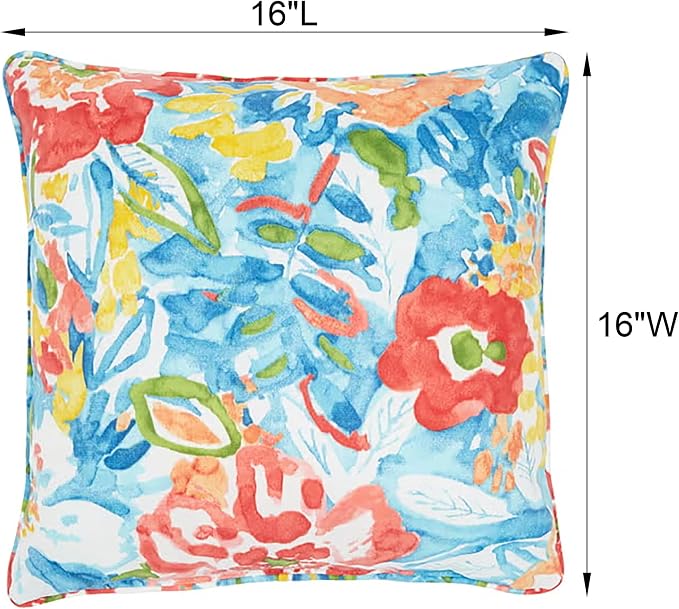BrylaneHome Bh Outdoor Performance 16" Sq. Toss Pillow - Daelyn Cherry