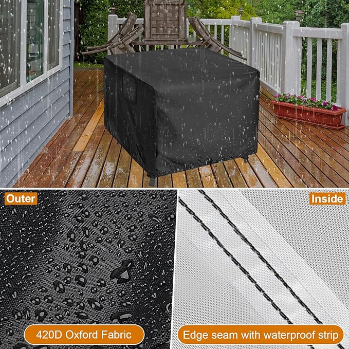 Kingling Outdoor Table Cover Square, 36 inch Square Patio Table Cover, Waterproof Outdoor High Top Table Cover Outdoor Patio Furniture Covers - 36" x 36" x 42"
