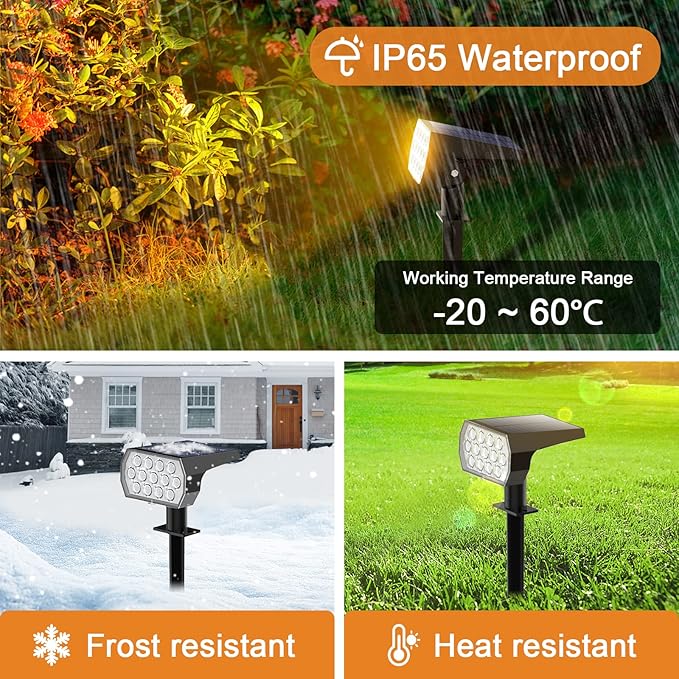 Solar Spot Lights Outdoor Color Changing,[7 Modes/2 Pack] Christmas IP65 Waterproof Landscape Spotlights, Dusk to Dawn Solar Powered Security Light for Patio Gate Walkway Pool Garden Yard Driveway
