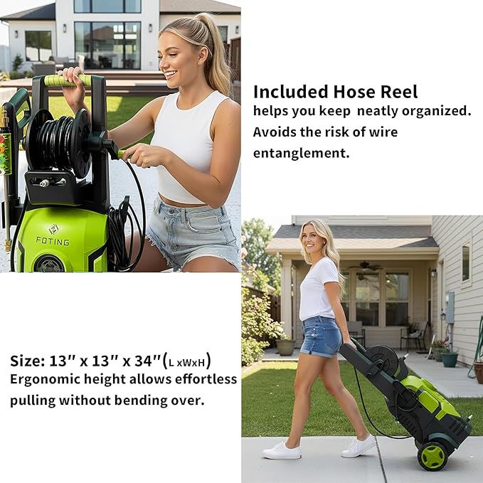 2026New Pressure Power Washer 5000PSI with Adjustable Touch Screen 8 Level, 34" Tall, 4 Quick Connect Nozzles,Inlet Hose&Filter&500mlFoam Cannon for Cars/Fences/Driveways/Home Cleaning (Yellow)