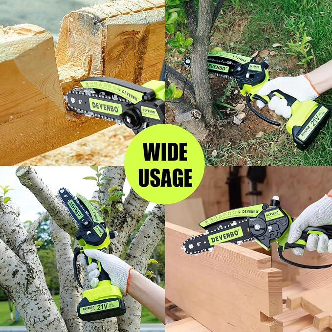 Cordless Mini Chainsaw 6 Inch, 800W Battery Powered Electric Hand Saw with 2000mAh Battery for Branch Cutting, Camping & Gardening, Gifts for Men Dad