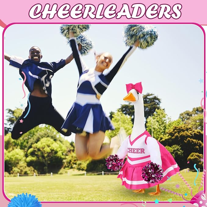 2 Pcs Cheerleader Porch Goose Outfit Clothes Cheerleading for 23" Goose Costume Garden Yard Outdoor Decorations