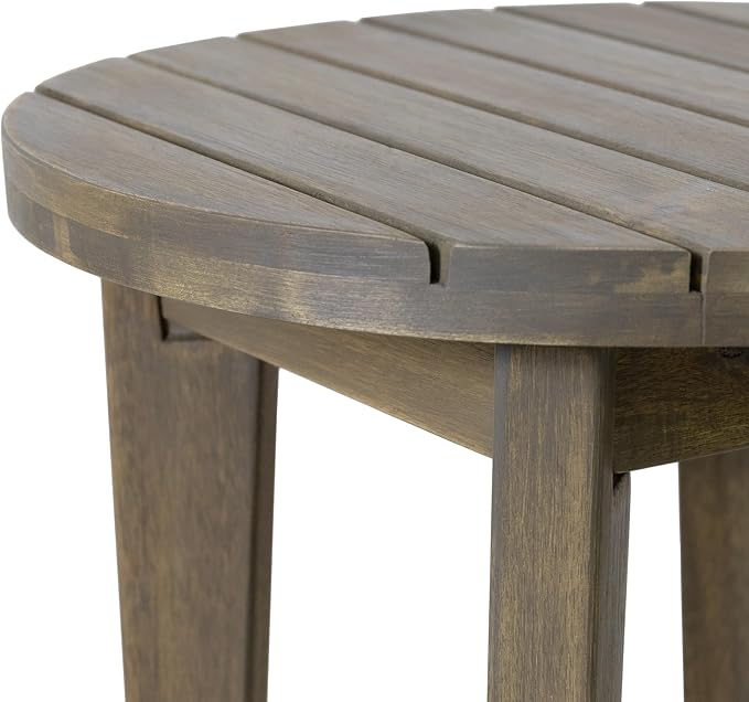 Outdoor Round Side Table, 16" Wood Patio Table Small End Table Patio Side Tables for Backyard Porch Deck Yard Garden (Grey)