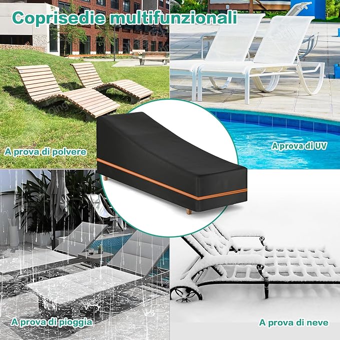 Waterproof Garden Sunbed Cover,Heavy Duty 600D Oxford Fabric Windproof Outdoor Sun Lounger Covers Anti-UV Patio Sunbed Lounger Cover (2PCS-79''x30''x28'')