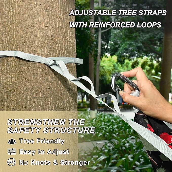 Camping Hammock Outdoor Hammocks for Outside Red Currant Beach Trees Portable Lightweight with Pockets Tree Straps Indoor