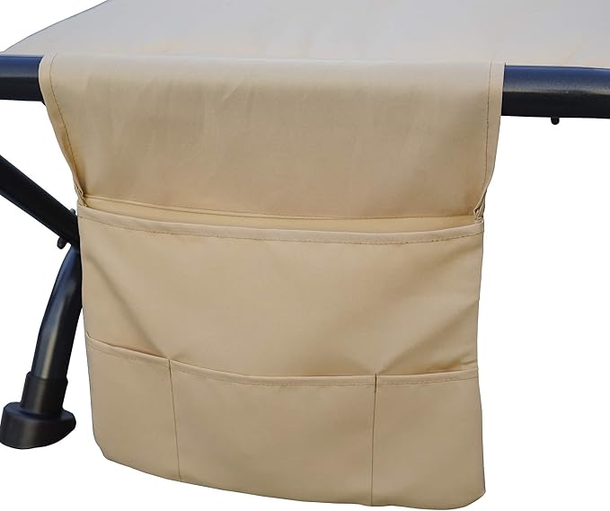Kozyard Ailsa Outdoor Patio Hammock with Stand, Pillow, Storage Pockets (Beige Canvas and Black Frame)