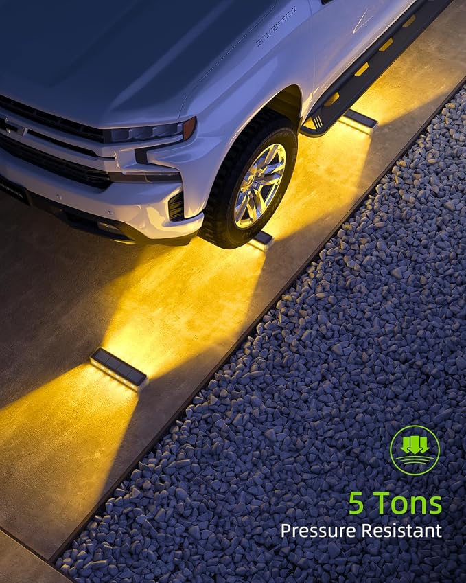 DetarZinLED Solar Step Lights for Outside 6 Pack, 12 LEDs 2-Sided Illumination Solar Stair Lights Outdoor IP68 Waterproof,Auto On/Off Deck Lights Solar Powered for Patio,Yard,Path,Walkway (Warm White)