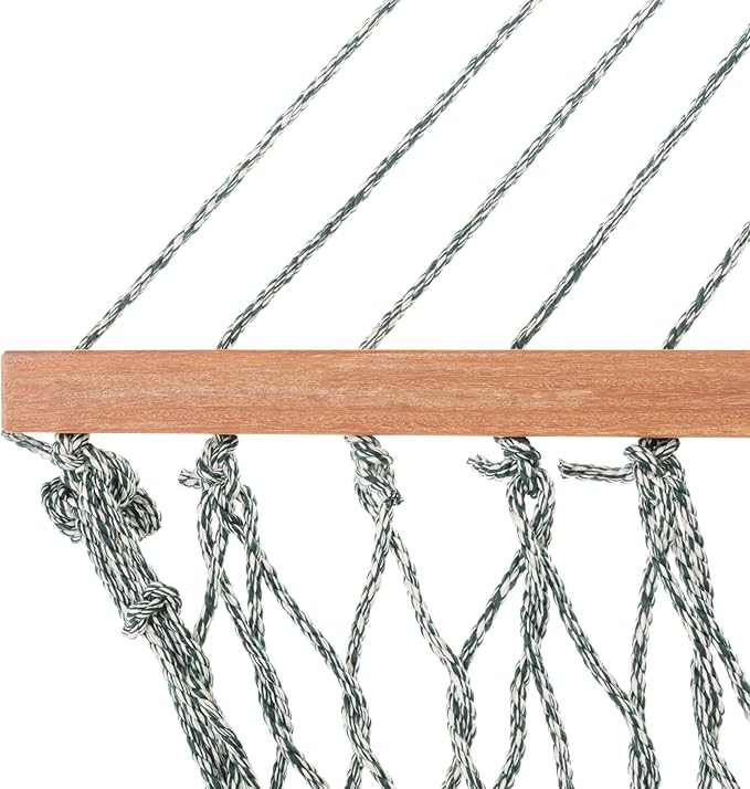 Nags Head Hammocks Admiral Pine Oatmeal DURACORD Rope Hammock – 13 ft. x 60 in., 2-Person, 450 lb Capacity, Cumaru Spreader Bar, Free Chains & Tree Hooks, Handcrafted in The USA