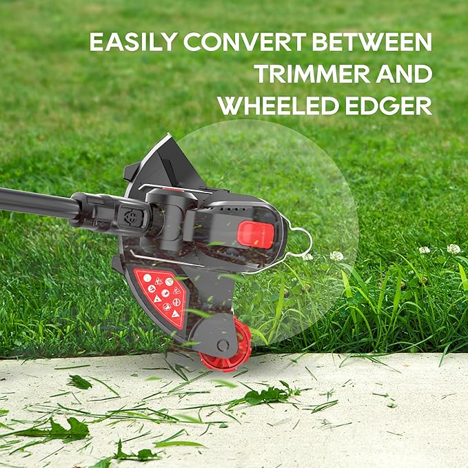 Ecomax 12" Cordless String Trimmer & Edger, 18V Electric Weed Wacker with 2Ah Battery and Charger, Lightweight Weed Eater, Edger Lawn Tool with 90 Degree Adjustable Head for Yard and Garden, ELG03