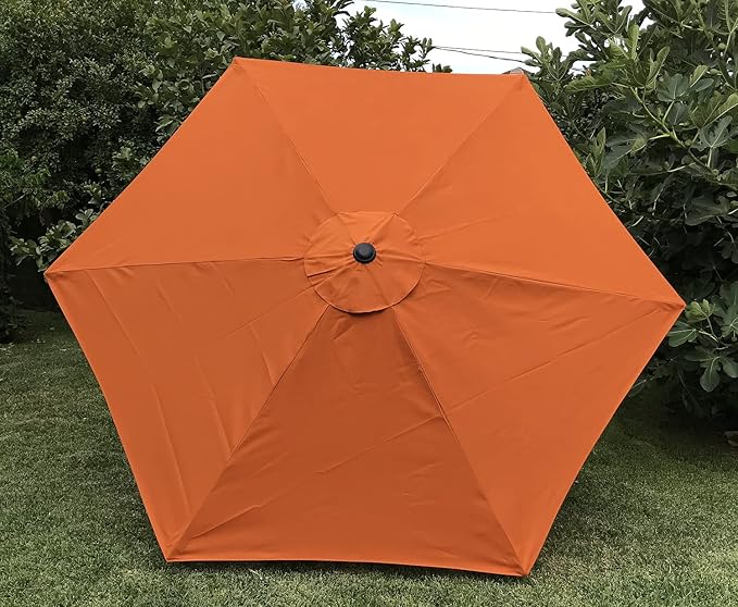 BELLRINO DECOR Replacement Orange STRONG & THICK Umbrella Canopy for 9ft 6 Ribs TERRA COTTA/BURNT ORANGE (Canopy Only)
