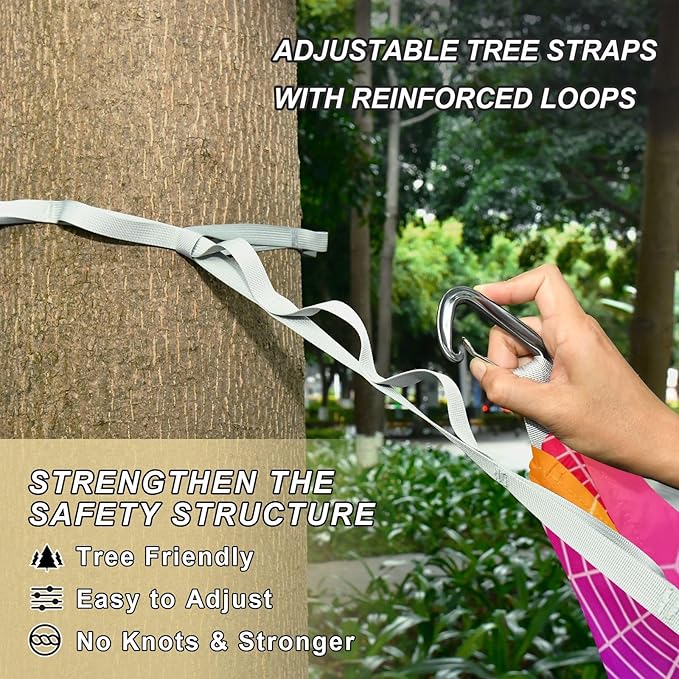 Hammocks for Outside Colorful Spiders Webs Camping Hammock Portable Hammocks with Tree Straps and Carry Bag Camping Accessories for Hiking Beach Outdoor