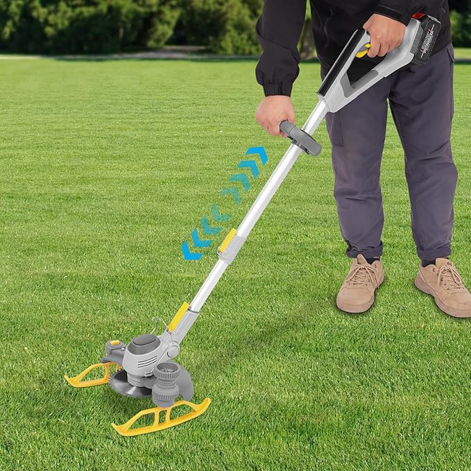 Cordless Grass Trimmer/Edger, 10,000Rpm Battery Powered Grass Trimmer, 42.13-59.84In Adjustable Length Mini Mower for Lawn Care and Yard Work (1 Battery & Charger Included)