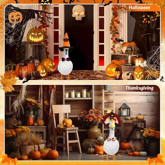 8 Set Holiday Porch Goose Outfits All Seasons Fall Halloween Christmas Summer Lawn Porch Goose Clothes for Goose Garden Patio Yard Lawn Decor(23 Inch)
