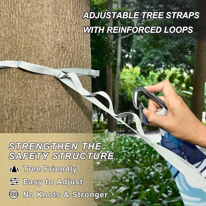 Ocean Wave Outdoor Hammock with Tree Straps for Outside Beach Patio Garden