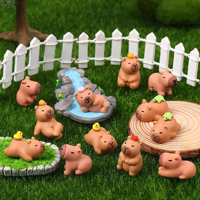 32 Pcs Mini Capybara Figures 16 Styles Resin Capybaras Mini Figures Resin Animals