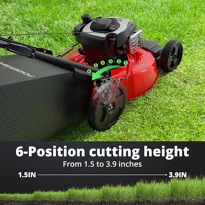PowerSmart 21" B&S Engine 140cc Self-Propelled Lawn Mower – Durable Steel Deck, 6-Height Adjustments, 3-in-1 Mulching Versatility