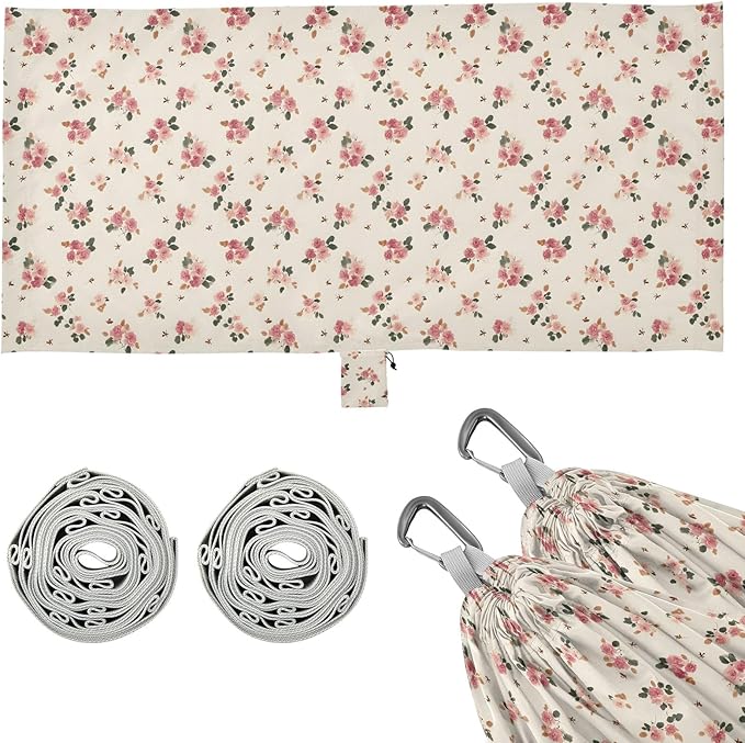 Camping Hammock Outdoor Hammocks for Outside Vintage Floral Cute Flowers Beach Trees Portable Lightweight with Pockets Tree Straps Indoor
