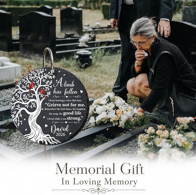 Personalized Memorial Garden Stone, Red Cardinal Garden Stones for Loss of Loved Ones, Bereavement Sympathy Gift, Grieving Gifts, Weatherproof Outdoor Memorial Natural Stone, A Limb Has Fallen