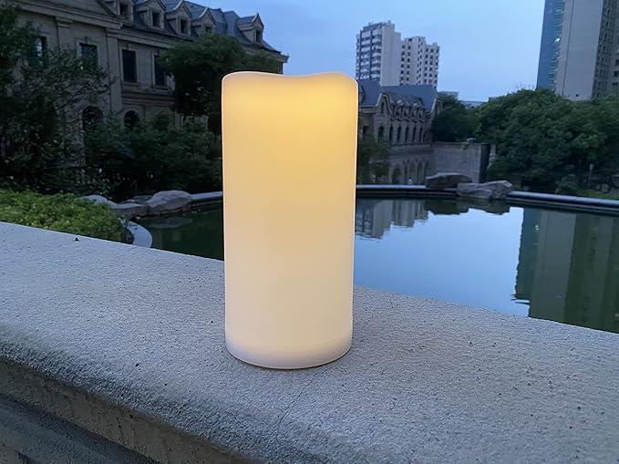1 Pack Outdoor Flameless Pillar Candle with Remote and Timer Waterproof Battery Operated Electric LED Candle Set for Gift Home Décor Party Wedding Supplies Garden Christmas Decoration, 3” x 6”