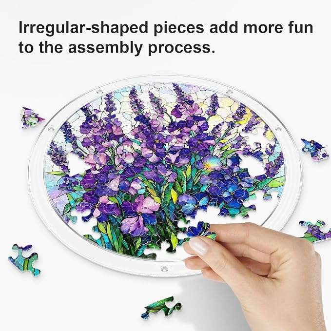 Acrylic Puzzle Suncatcher, Sun Catchers Puzzle for Window Hanging | 7.4 Inch Lavender Bouquet DIY Suncatcher Puzzle Gifts for Adults, Women, Men, Wife, Mom, Home & Garden Decor