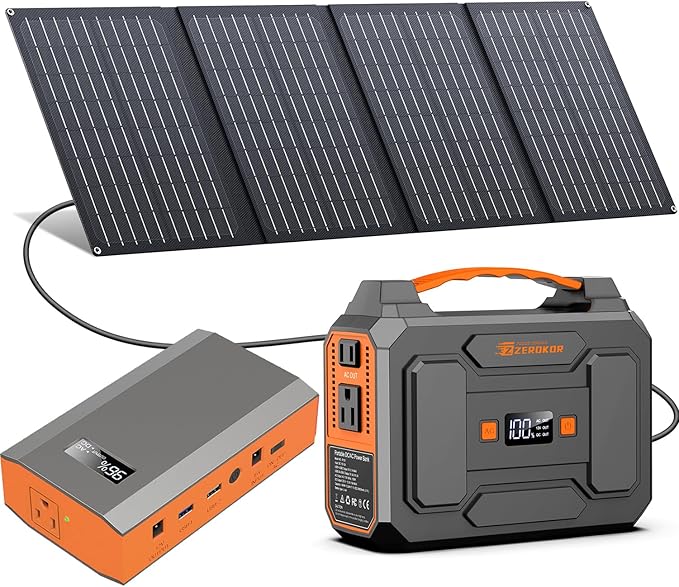 Solar Power Station with Foldable Solar Panel 40W, Portable 110V Outlet Power Bank 100W Solar Generator with Panels Included, Portable Battery Pack for Camping Laptop Smart Devices RV Outdoor Backup