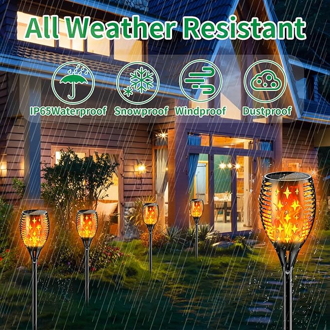 YoungPower 43'' Large Solar Torch Lights Flickering Flames Torches, Waterproof Outdoor Flame Decoration Lighting for Yard Driveway, 2 Pack