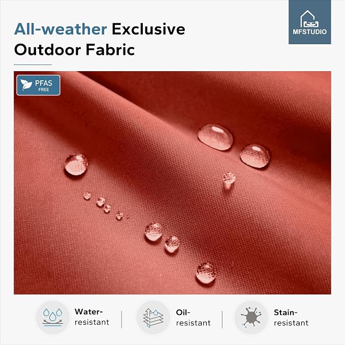 MFSTUDIO 7 PCS, Patio Dining Set, 60"×38", Umbrella Hole, Red | Steel, Metal, E-coated frame