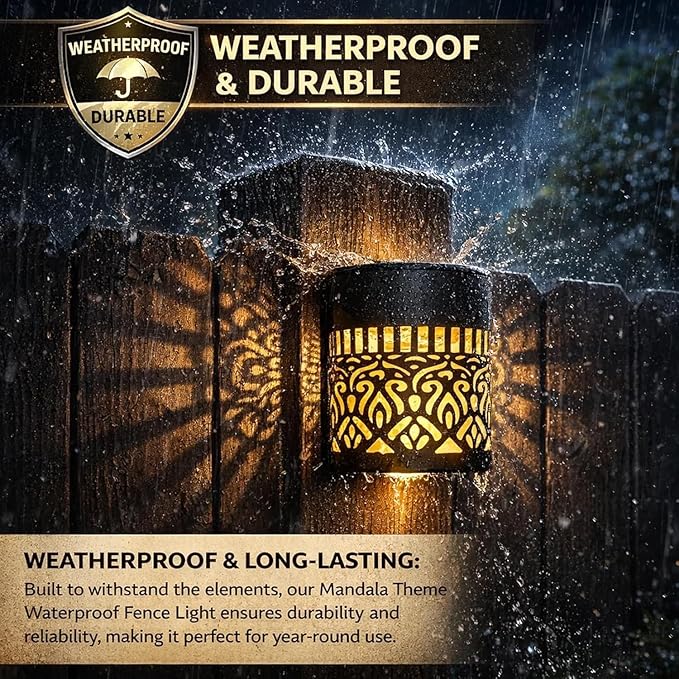Decorative Solar Mandala Lights, 2026 New Mandala Solar Lights Outdoor, Mandala Theme Waterproof Fence Light, Shadow Projection Landscape Lighting for Backyard,Patio,Walkway,Lawn,Porch Decor (#C,2)