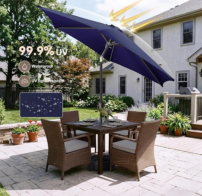 Jarka&Co 7.5ft Patio Umbrella Outdoor - Table Outdoor Umbrella with Push Button Tilt Waterprool UV Protection, Sun Umbrella for Pool, Porch, Garden, Deck, Backyard (Navy Blue)