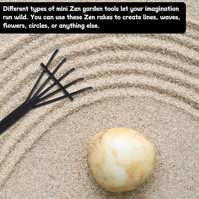 6 Pcs Mini Zen Garden Rake Tools, Sand Zen Garden Accessories Plastic Desktop Zen Gardening Kit Meditation Accessories for Home Office Desk Gift Decoration