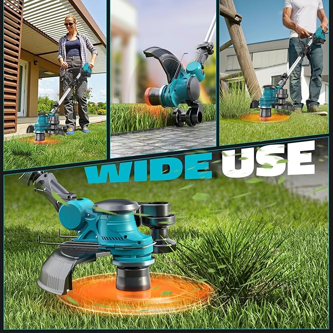 Cordless String Trimmer Compatible with Makita 18V (Tool Only), MtiolHig 12” 3-in-1 Weed Wacker with Battery Indicator, 8500RPM Brushless Weed Eater, Foldable Lawn Edger w/18 0.11”Thick Lines, Blue