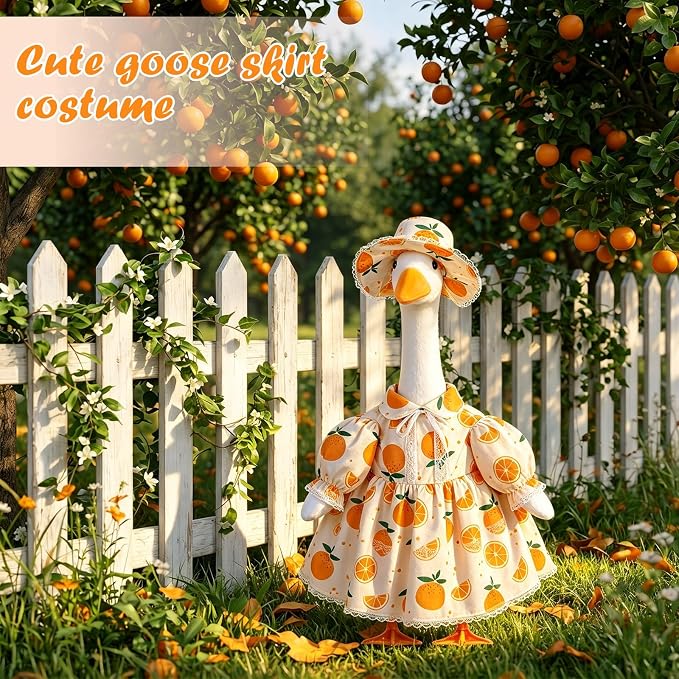 FuWeave Fall Porch Goose Outfit for Lawn Decor | Fits 23"/17" Lawn Plastic/Cement Statue Goose Costume Dress for Front Outdoor Courtyard Garden Patio Yard Decoration