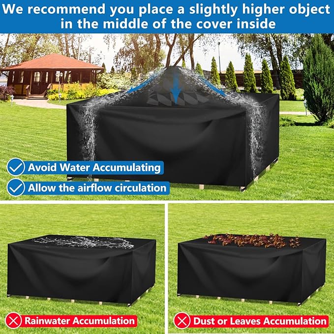 Wanocean Patio Furniture Covers Waterproof, Outdoor Furniture Cover with Storage Bag, Outdoor Table and Chair Cover for Rain, UV, Snow and Dust（78" L x 78" W x 33" H）