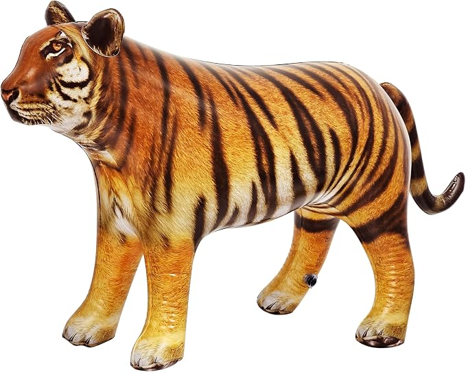 Jet Creations 40" Long Inflatable Tiger Toy, Orange-Yellow with Black Stripes, Realistic Jungle Animal Figure, Home Decor, Photo Prop, Thanksgiving Christmas Winter,Wildlife Safari Theme, 1 pc | Bold stripes, powerful stance and lifelike artwork captur...