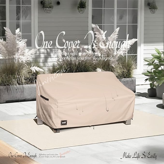 3-Seater Outdoor Couch Cover, 79Wx38Dx35H inches Outdoor Furniture Covers Waterproof,100% Waterproof Heavy Duty Patio Furniture Covers,Light Brown Minimalism Style Outdoor Sofa Cover