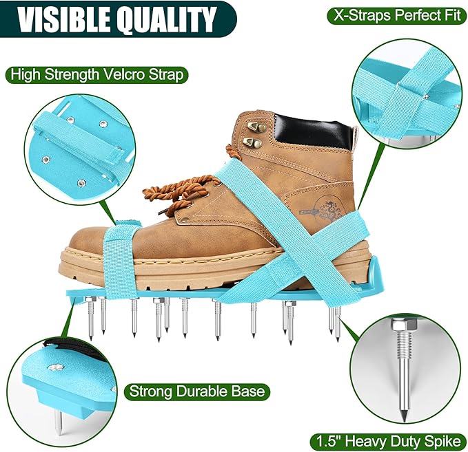 Miuwauer Lawn Aerator Shoes (Classic Version (Durable PP Sole), Blue-Blue)