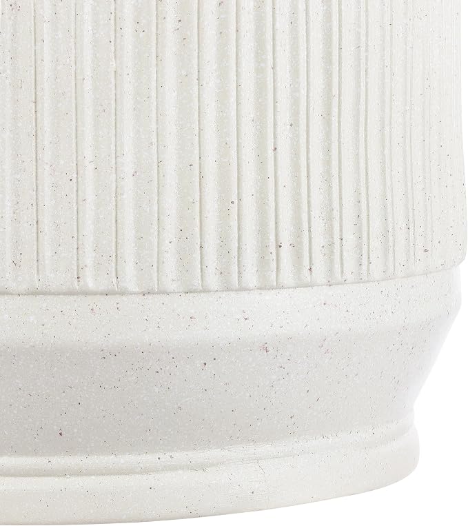 JONATHAN Y Kline Ribbed Resin Modern Outdoor Accent Table, 17.5" H All-Weather Cream Terrazzo Patio Drum Side Table and Garden Stool for Pool, Porch, and Living Room TBL1103A