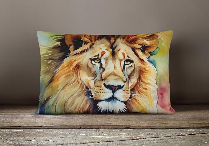Caroline's Treasures DAC2956PW1216 Lion Throw Pillow Machine Washable, Indoor Outdoor Decorative Pillow for Couch, Bed or Patio, 12HX16W