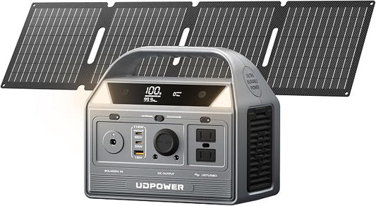 UDPOWER C400 400W Portable Power Station(Solar Panel Option) l 256Wh LiFePO4 Battery, 800W Surge| AC Outlet,USB-C,12V DC | for Camping, RV, Emergency Backup