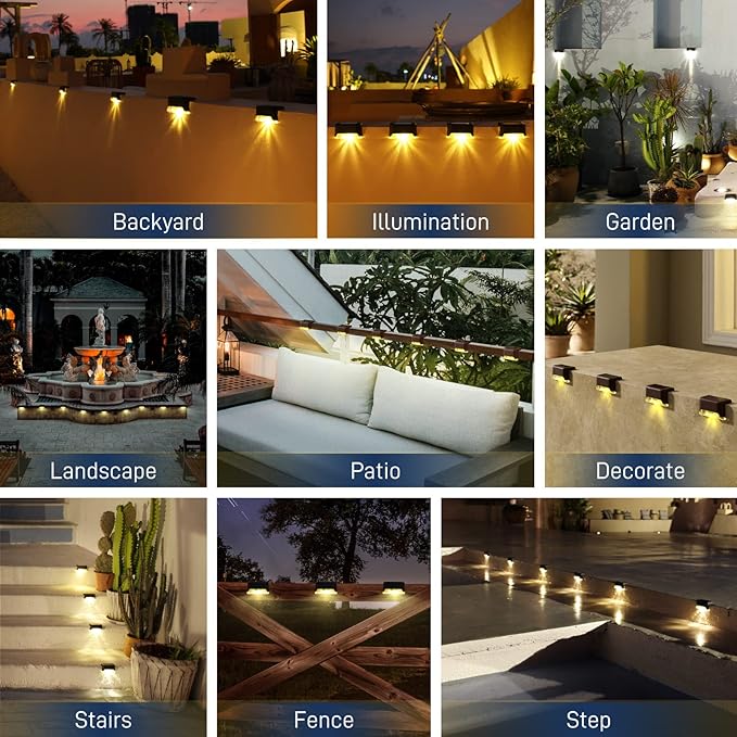 Solar Deck Lights Outdoor Waterproof led Patio Fence Step Stairs Decorate Illumination Garden Backyard Landscape Terrace armrest