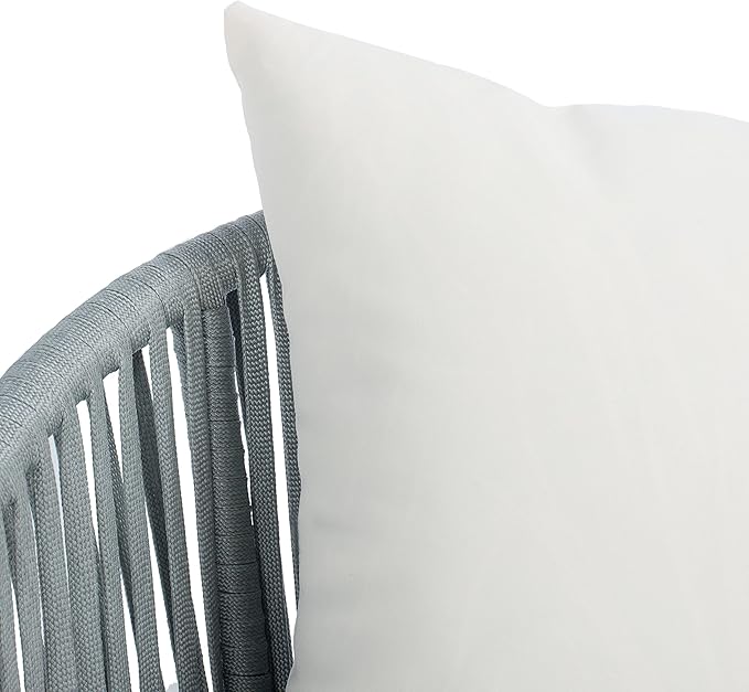 Safavieh Outdoor Collection Jorda Wicker Cushion 4-Piece Rope Patio Backyard Living Set PAT7518A, Grey/Beige