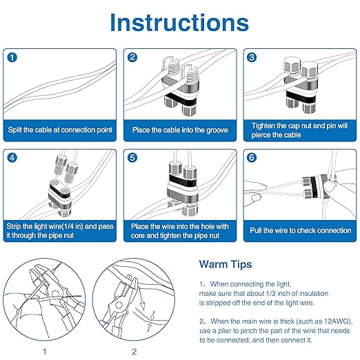 SUNVIE Low Voltage Wire Connector Fastlock2 Landscape Lighting Wire Connectors Waterproof Low Voltage Connector 12-18 Gauge Landscape Wire Connectors for Garden Light Pathway Lights, 8 Pack