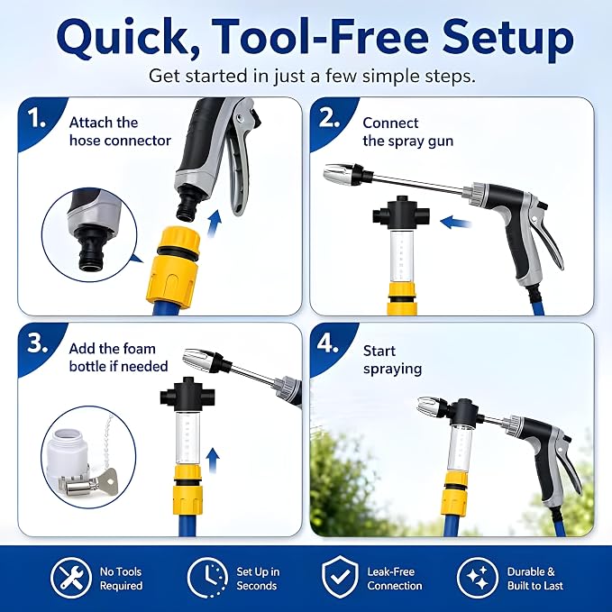 High-Pressure Pressure Washer with 360° Rotation and Three Spray Modes for a Powerful Water Jet,Ideal for Car Washing, Garden Watering, and Patio Cleaning,Compatible with All Types of Garden Hoses