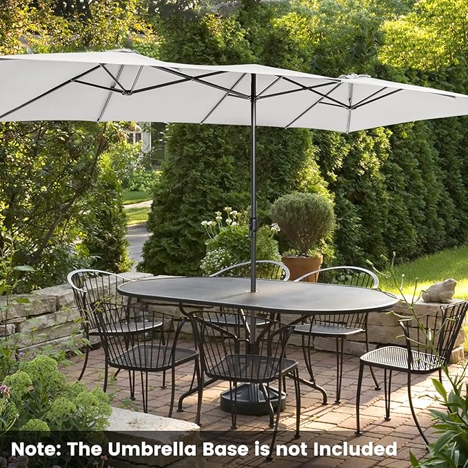 Tangkula 15 FT Double-Sided Patio Umbrella with Crank Handle, Vented Tops, Large Outdoor Rectangle Market Twin Umbrella with 10-Rib Metal Structure, Table Umbrella for Poolside Deck Lawn Garden