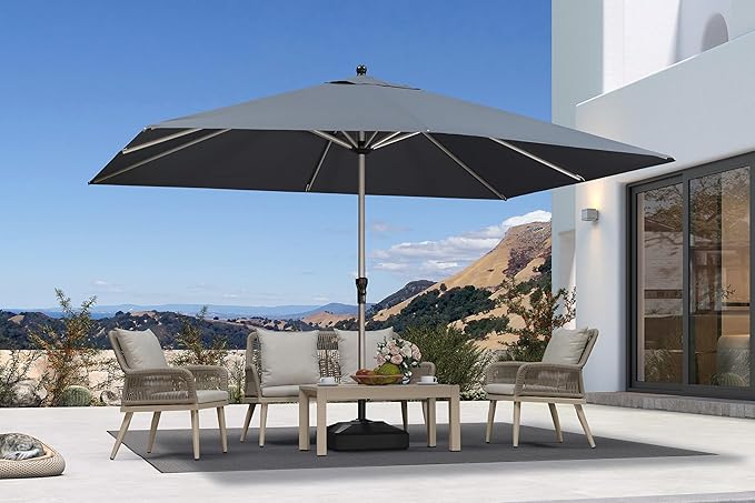 PURPLE LEAF 9' x 11' Rectangle Paito Outdoor Umbrella for Patio, Aluminum Table Umbrella for 3 Year Fade Resistant, Sturdy Pool Market Umbrella for Deck Garden, Patio or Lawn